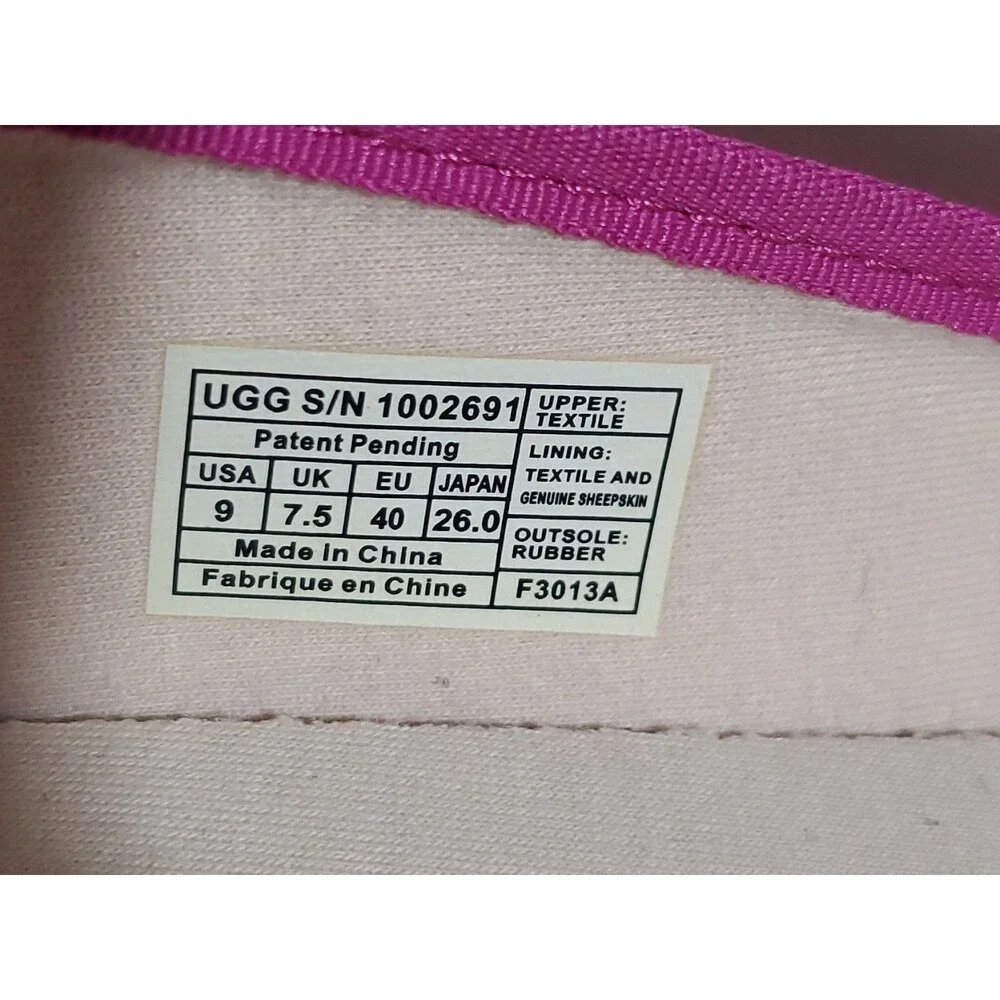 UGG Australia Size 9 Pink Purple Paisley Fabric Slip On Flats Espadrilles